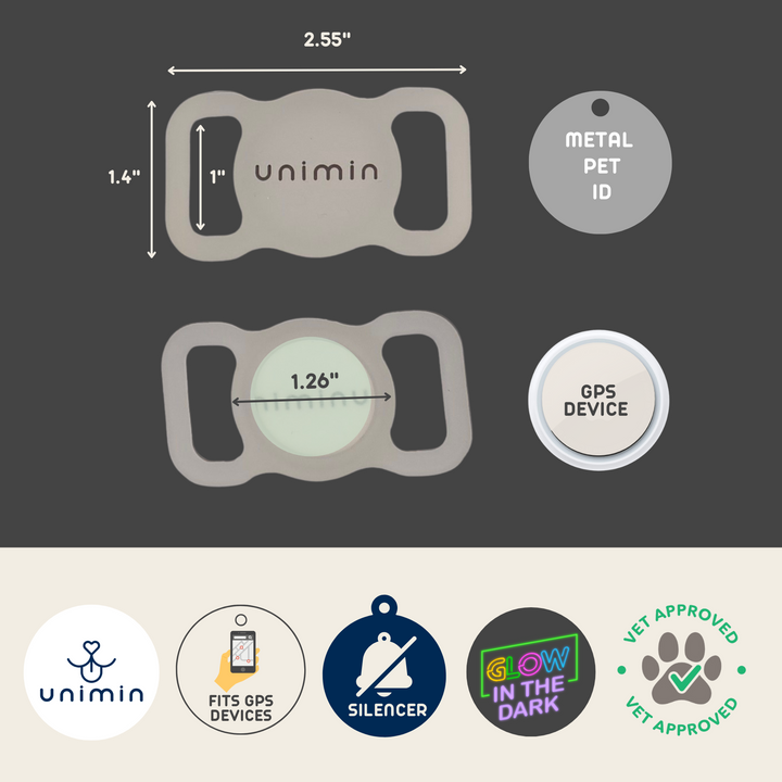 Glow-in-the-dark UNIMIN Pet ID Silent Silicon Sleeve, perfect for visibility and noise reduction.